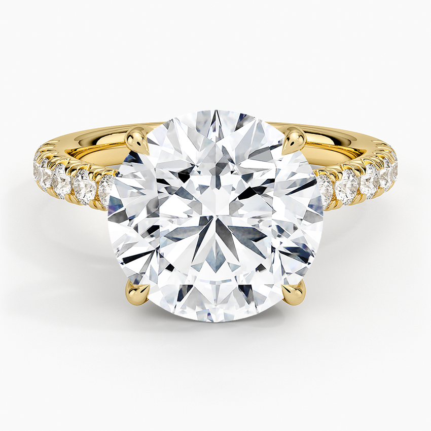 Sienna Half Coverage Diamond Ring Yellow Gold 18k Round Engagement Ring