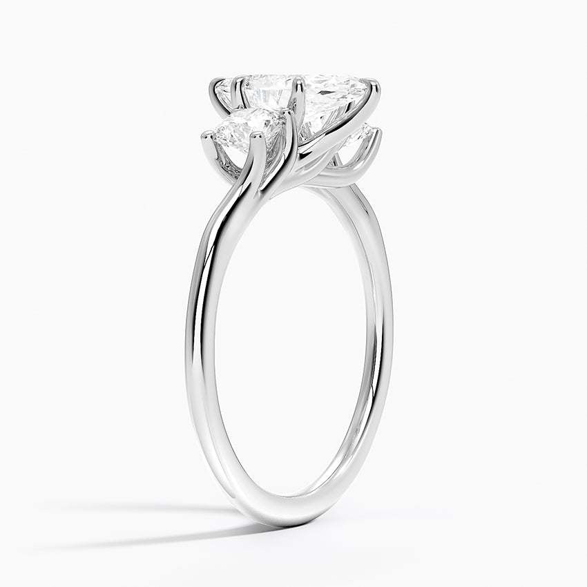 Luxe Delilah Three Stone Diamond Ring Platinum Marquise Engagement Ring