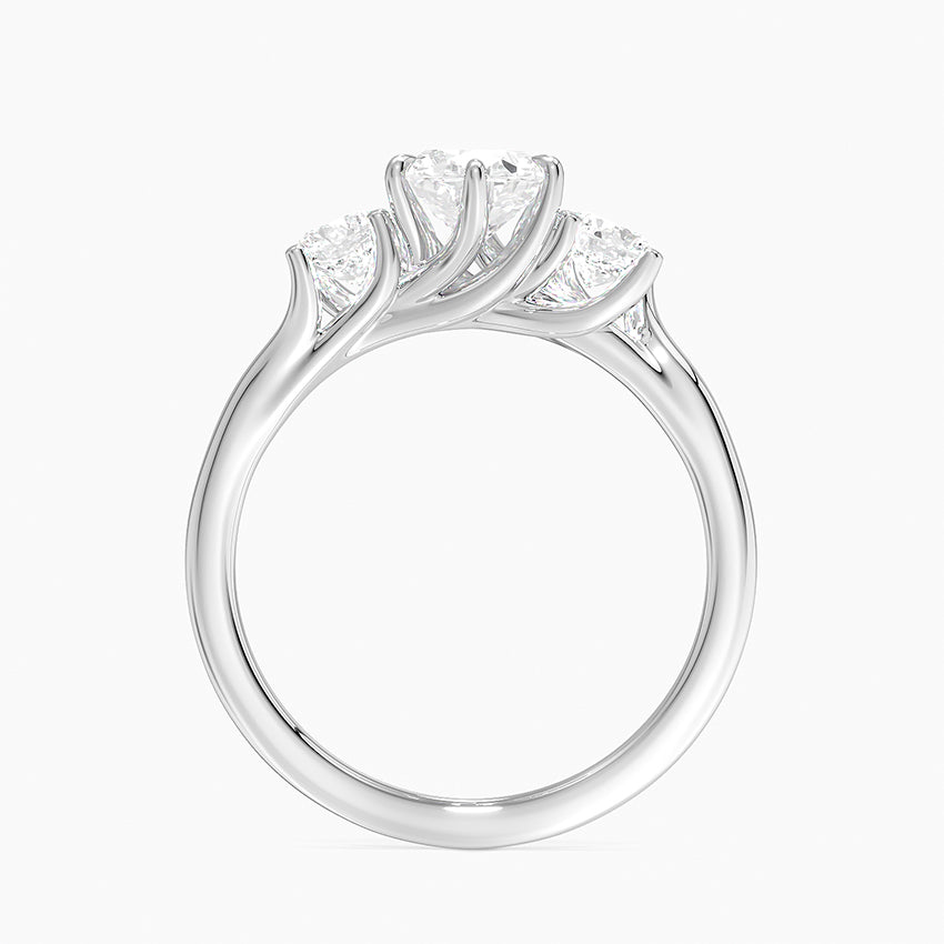 Luxe Delilah Three Stone Diamond Ring Platinum Oval Engagement Ring