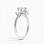 Luxe Delilah Three Stone Diamond Ring Platinum Round Engagement Ring