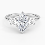 Luxe Delilah Three Stone Diamond Ring Platinum Marquise Engagement Ring