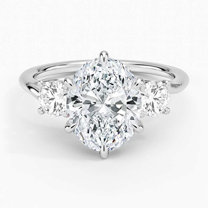 Luxe Delilah Three Stone Diamond Ring Platinum Oval Engagement Ring