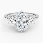 Luxe Delilah Three Stone Diamond Ring Platinum Oval Engagement Ring