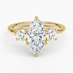 Luxe Delilah Three Stone Diamond Ring Yellow Gold 18k Marquise Engagement Ring