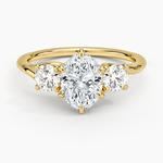Luxe Delilah Three Stone Diamond Ring Yellow Gold 18k Oval Engagement Ring