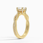 Adorned Luxe Petite Twisted Vine Diamond Ring Yellow Gold 18k Asscher Engagement Ring