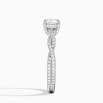 Adorned Luxe Petite Twisted Vine Diamond Ring Platinum Cushion Engagement Ring