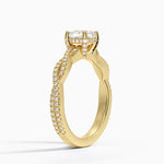 Adorned Luxe Petite Twisted Vine Diamond Ring Yellow Gold 18k Cushion Engagement Ring