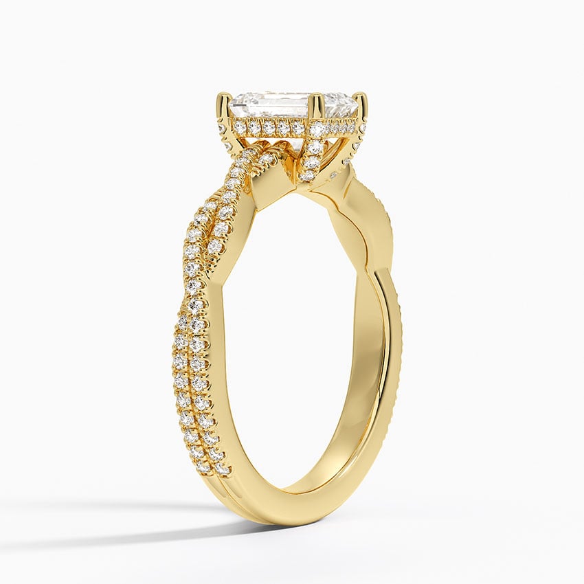 Adorned Luxe Petite Twisted Vine Diamond Ring Yellow Gold 18k Emerald Engagement Ring
