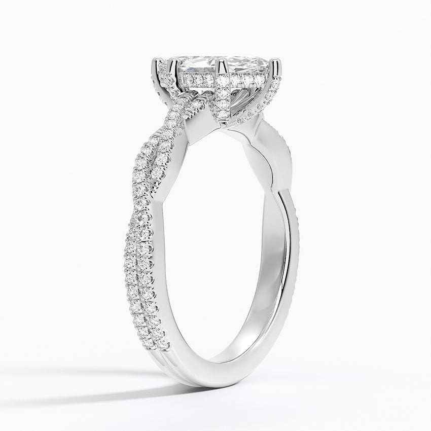 Adorned Luxe Petite Twisted Vine Diamond Ring Platinum Marquise Engagement Ring