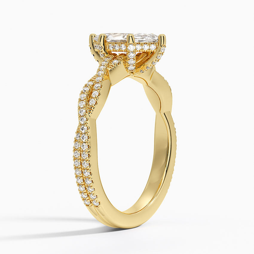 Adorned Luxe Petite Twisted Vine Diamond Ring Yellow Gold 18k Marquise Engagement Ring