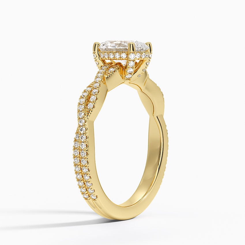 Adorned Luxe Petite Twisted Vine Diamond Ring Yellow Gold 18k Oval Engagement Ring