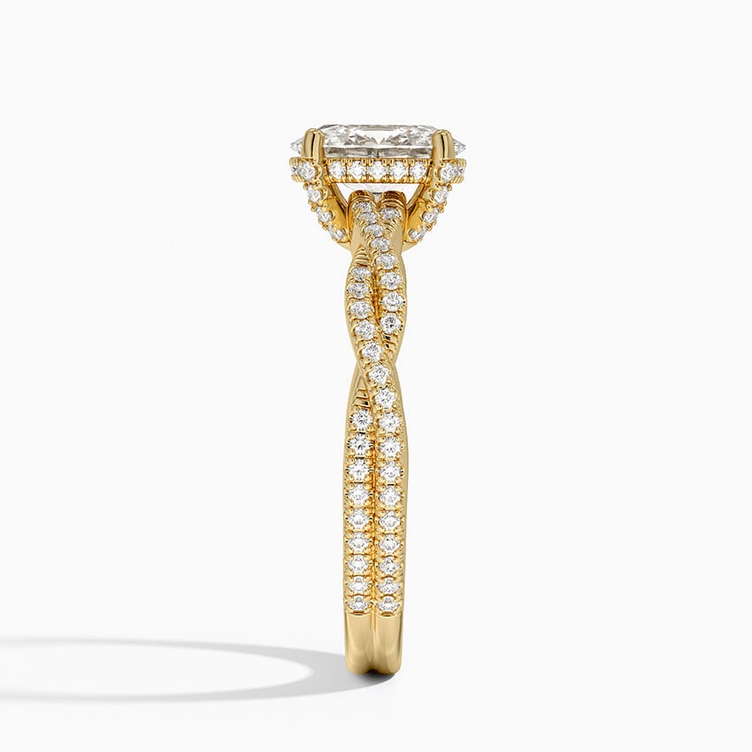 Adorned Luxe Petite Twisted Vine Diamond Ring Yellow Gold 18k Oval Engagement Ring
