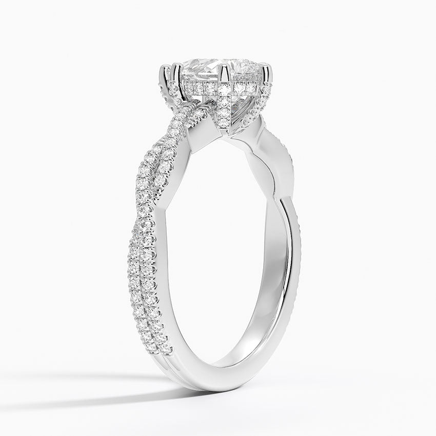 Adorned Luxe Petite Twisted Vine Diamond Ring Platinum Pear Engagement Ring