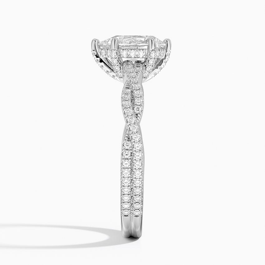 Adorned Luxe Petite Twisted Vine Diamond Ring Platinum Pear Engagement Ring
