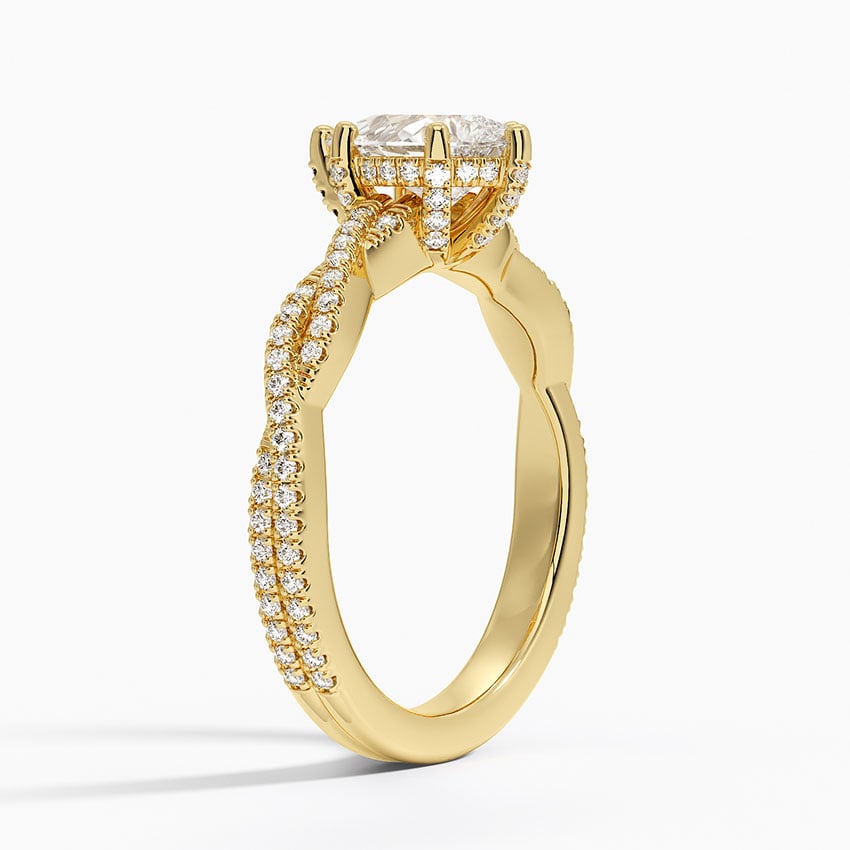Adorned Luxe Petite Twisted Vine Diamond Ring Yellow Gold 18k Pear Engagement Ring
