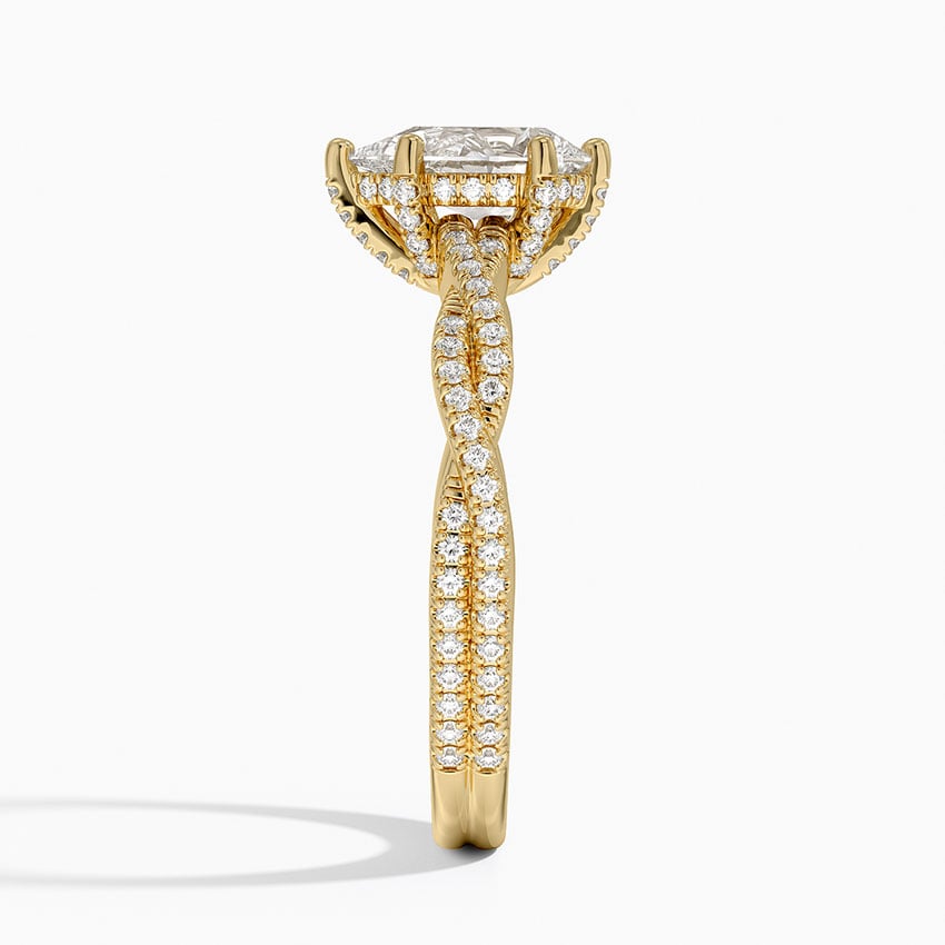 Adorned Luxe Petite Twisted Vine Diamond Ring Yellow Gold 18k Pear Engagement Ring
