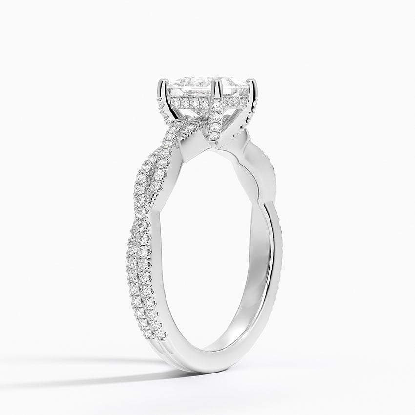 Adorned Luxe Petite Twisted Vine Diamond Ring Platinum Princess Engagement Ring