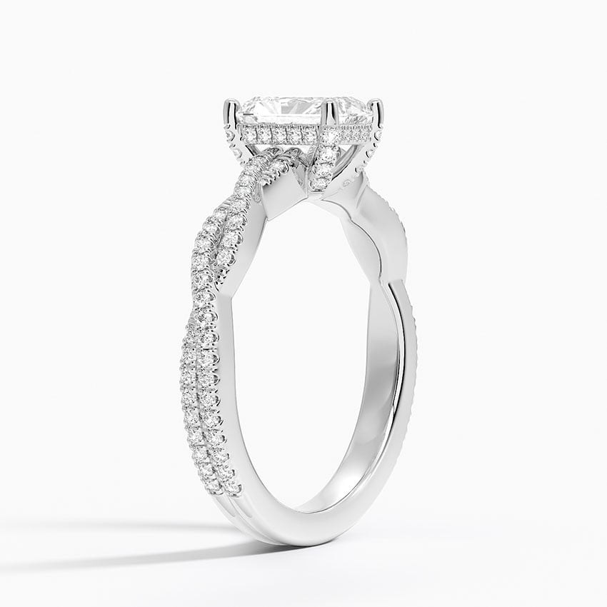 Adorned Luxe Petite Twisted Vine Diamond Ring Platinum Radiant Engagement Ring