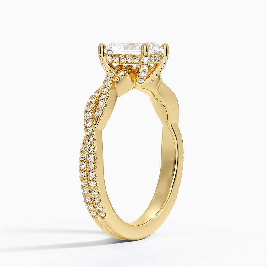 Adorned Luxe Petite Twisted Vine Diamond Ring Yellow Gold 18k Radiant Engagement Ring