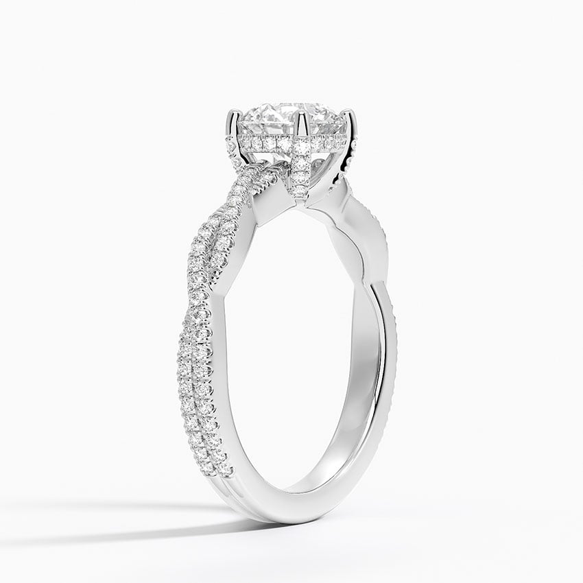 Adorned Luxe Petite Twisted Vine Diamond Ring Platinum Round Engagement Ring