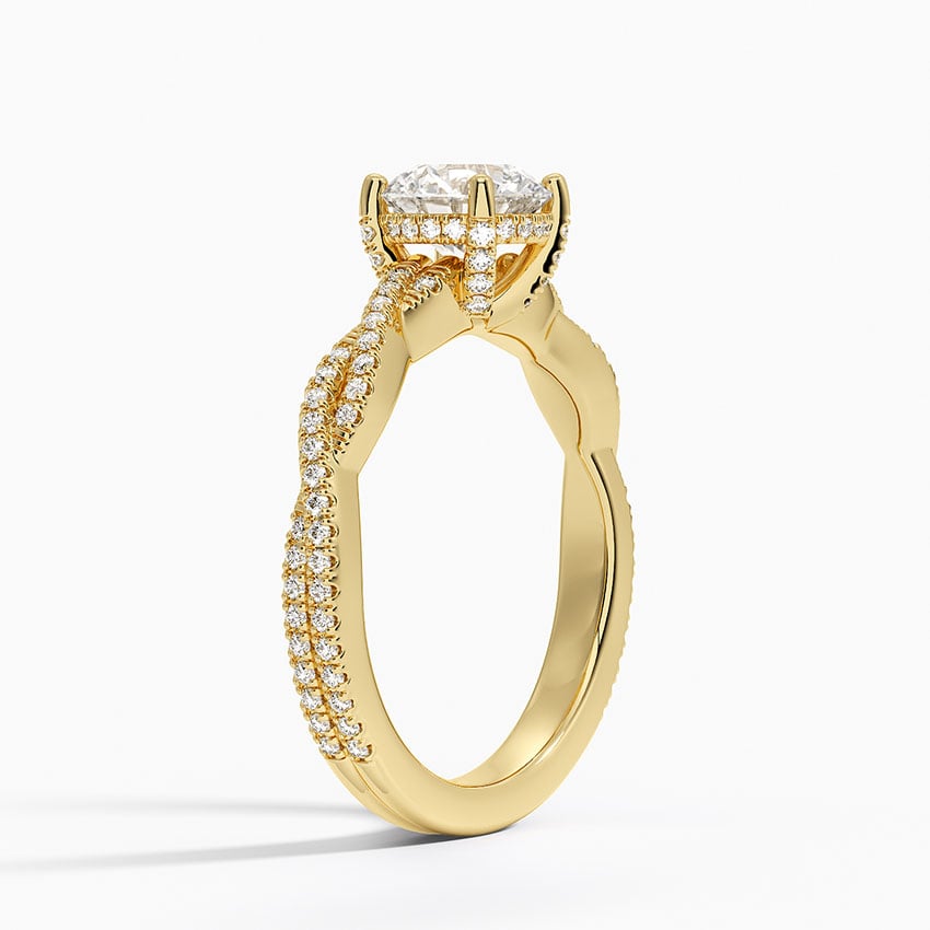 Adorned Luxe Petite Twisted Vine Diamond Ring Yellow Gold 18k Round Engagement Ring