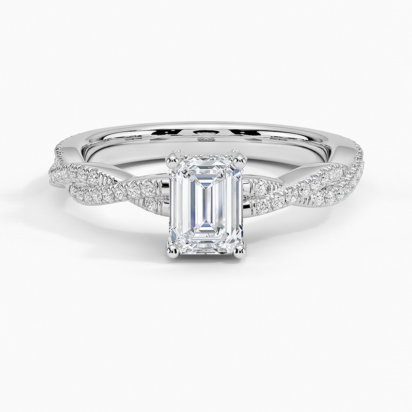 Adorned Luxe Petite Twisted Vine Diamond Ring Platinum Emerald Engagement Ring