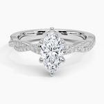 Adorned Luxe Petite Twisted Vine Diamond Ring Platinum Marquise Engagement Ring