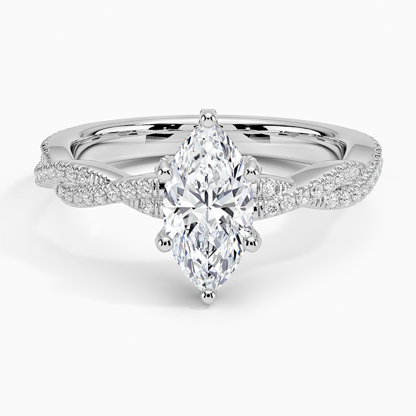 Adorned Luxe Petite Twisted Vine Diamond Ring Platinum Marquise Engagement Ring