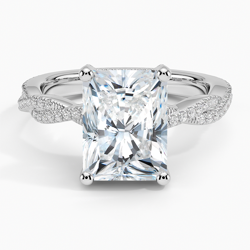Adorned Luxe Petite Twisted Vine Diamond Ring Platinum Radiant Engagement Ring