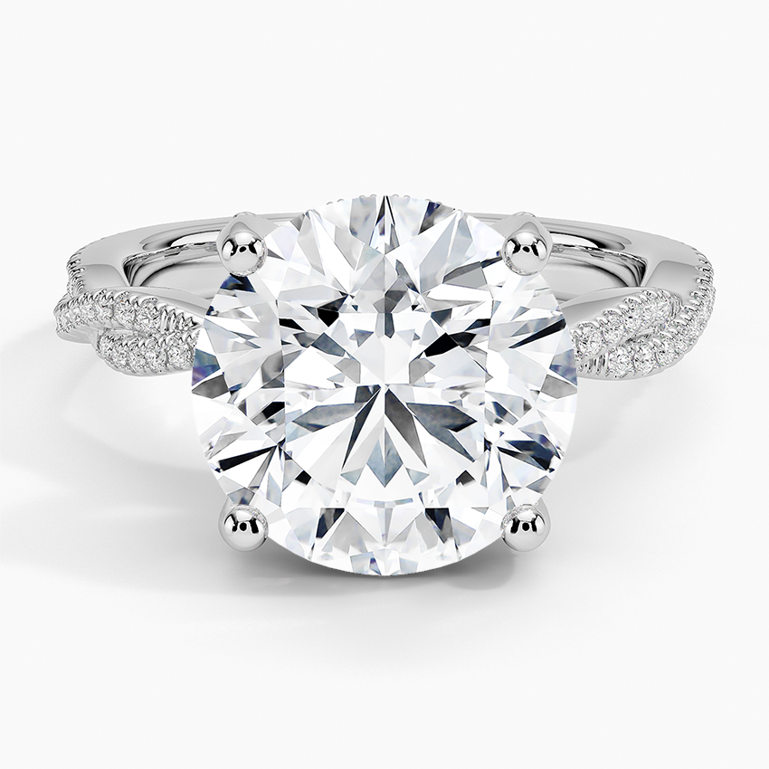 Adorned Luxe Petite Twisted Vine Diamond Ring Platinum Round Engagement Ring