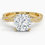 Adorned Luxe Petite Twisted Vine Diamond Ring Yellow Gold 18k Cushion Engagement Ring
