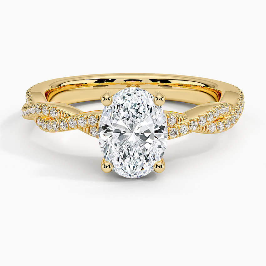 Adorned Luxe Petite Twisted Vine Diamond Ring Yellow Gold 18k Oval Engagement Ring