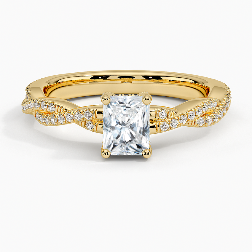 Adorned Luxe Petite Twisted Vine Diamond Ring Yellow Gold 18k Radiant Engagement Ring