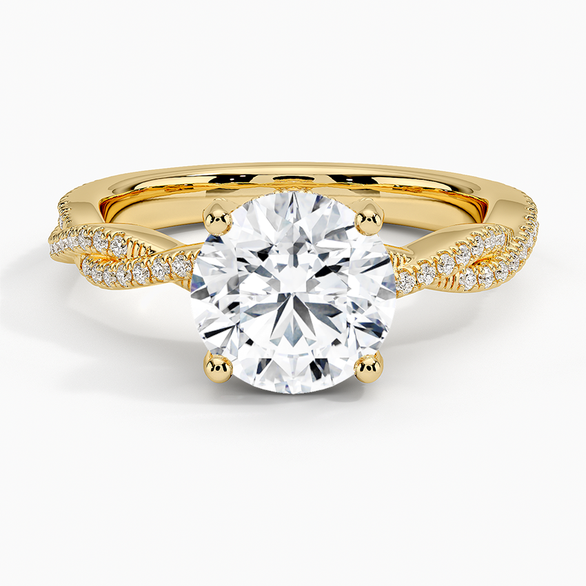 Adorned Luxe Petite Twisted Vine Diamond Ring Yellow Gold 18k Round Engagement Ring