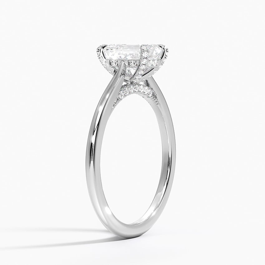 Adorned Dawn Diamond Ring Platinum Emerald Engagement Ring
