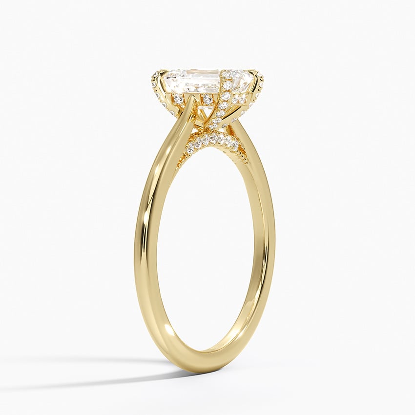 Adorned Dawn Diamond Ring Yellow Gold 18k Emerald Engagement Ring