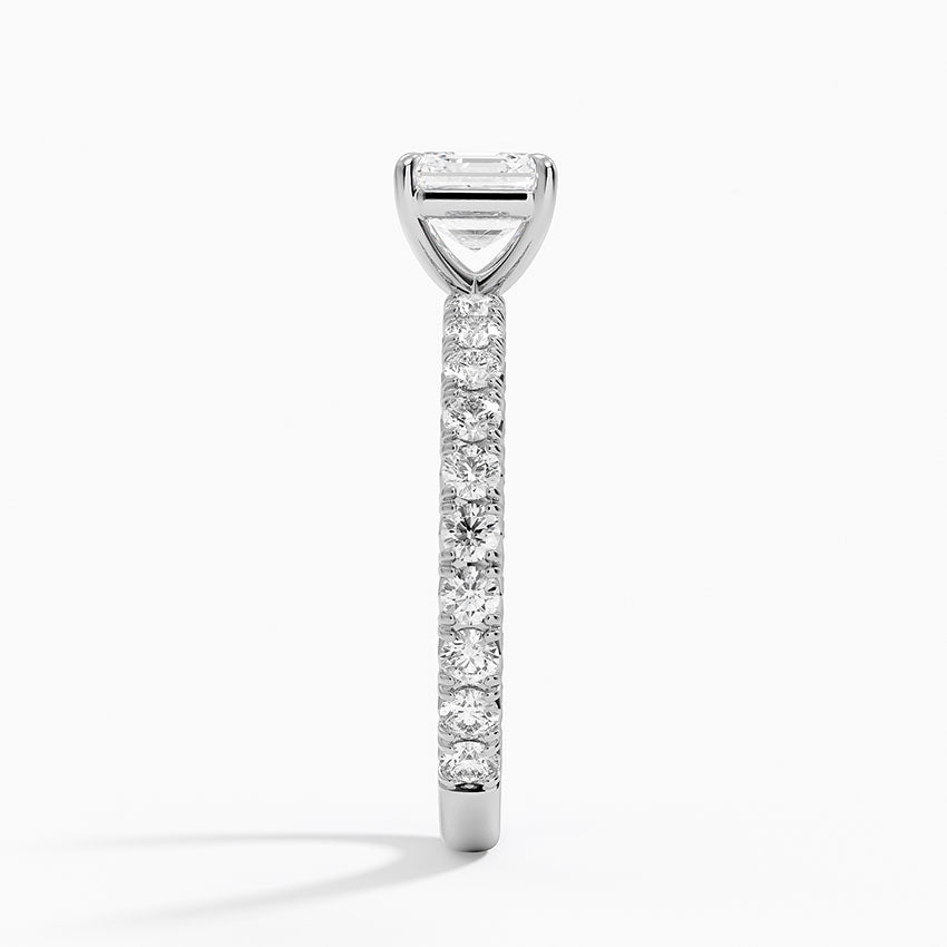 Luxe French Pavé Perfect Fit Diamond Ring (1/2 ct. tw.) Platinum Asscher Engagement Ring
