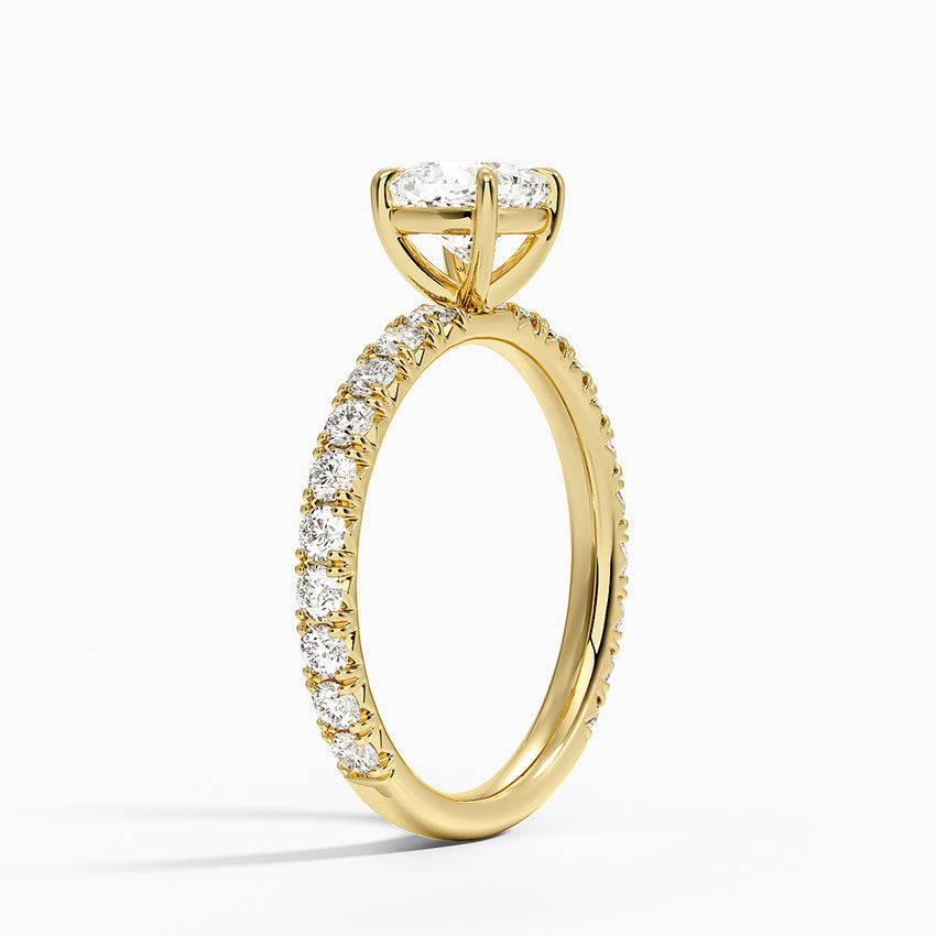 Luxe French Pavé Perfect Fit Diamond Ring (1/2 ct. tw.) Yellow Gold 18k Cushion Engagement Ring