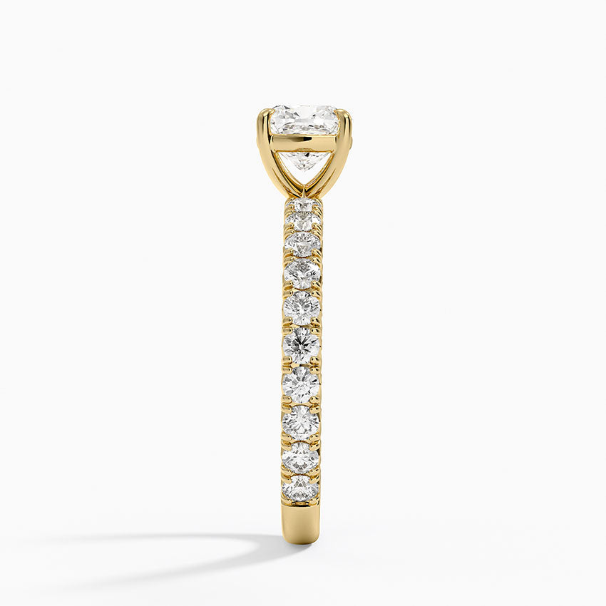 Luxe French Pavé Perfect Fit Diamond Ring (1/2 ct. tw.) Yellow Gold 18k Cushion Engagement Ring