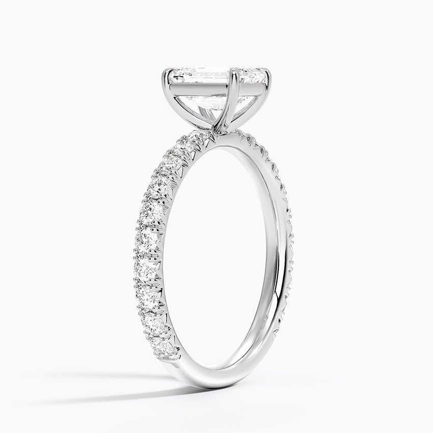 Luxe French Pavé Perfect Fit Diamond Ring (1/2 ct. tw.) Platinum Emerald Engagement Ring