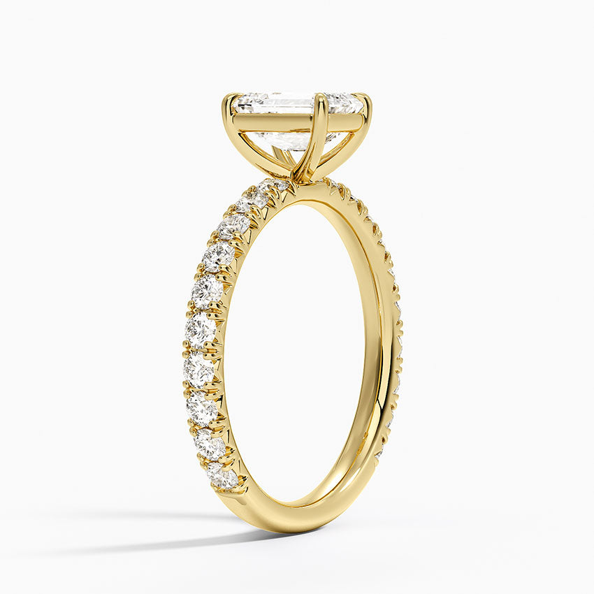 Luxe French Pavé Perfect Fit Diamond Ring (1/2 ct. tw.) Yellow Gold 18k Emerald Engagement Ring