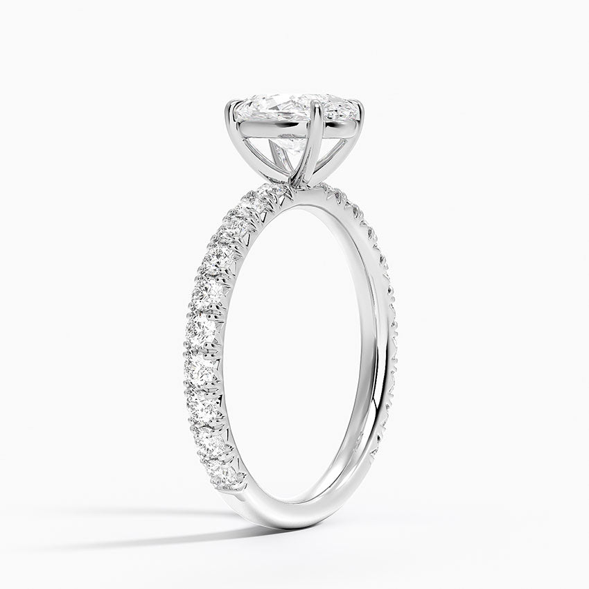 Luxe French Pavé Perfect Fit Diamond Ring (1/2 ct. tw.) Platinum Oval Engagement Ring