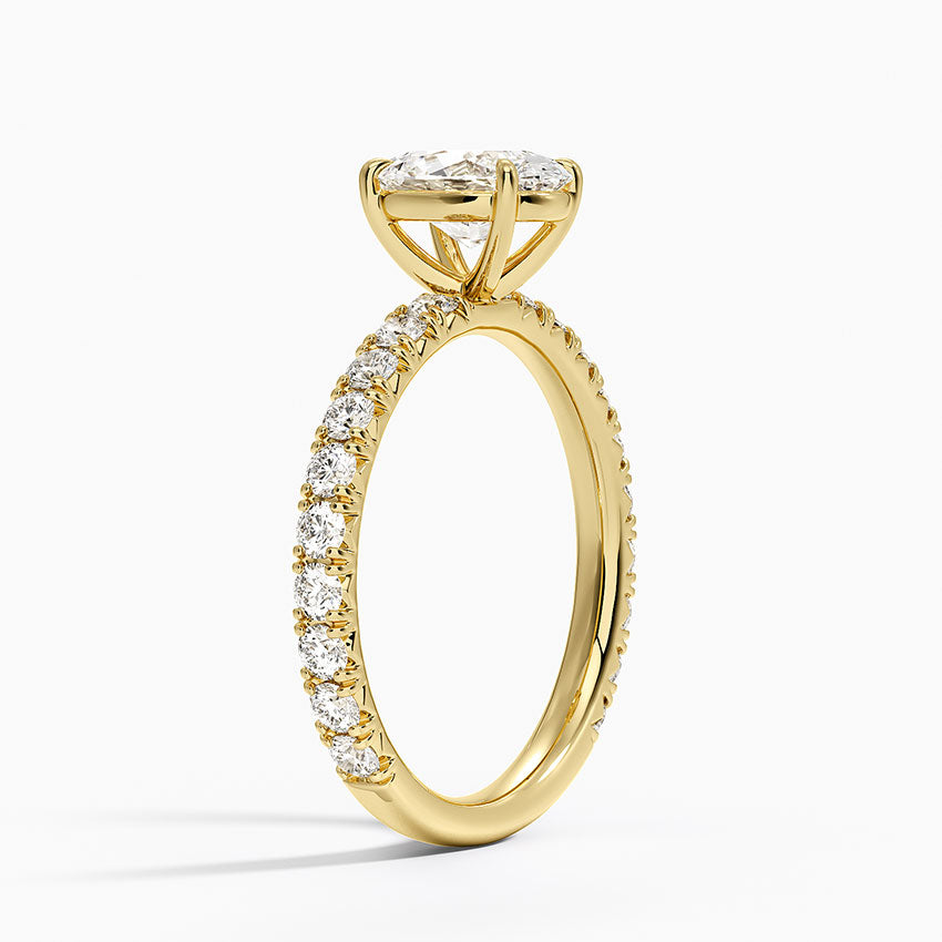 Luxe French Pavé Perfect Fit Diamond Ring (1/2 ct. tw.) Yellow Gold 18k Oval Engagement Ring