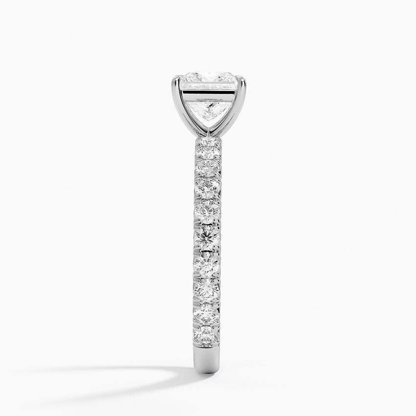 Luxe French Pavé Perfect Fit Diamond Ring (1/2 ct. tw.) Platinum Princess Engagement Ring
