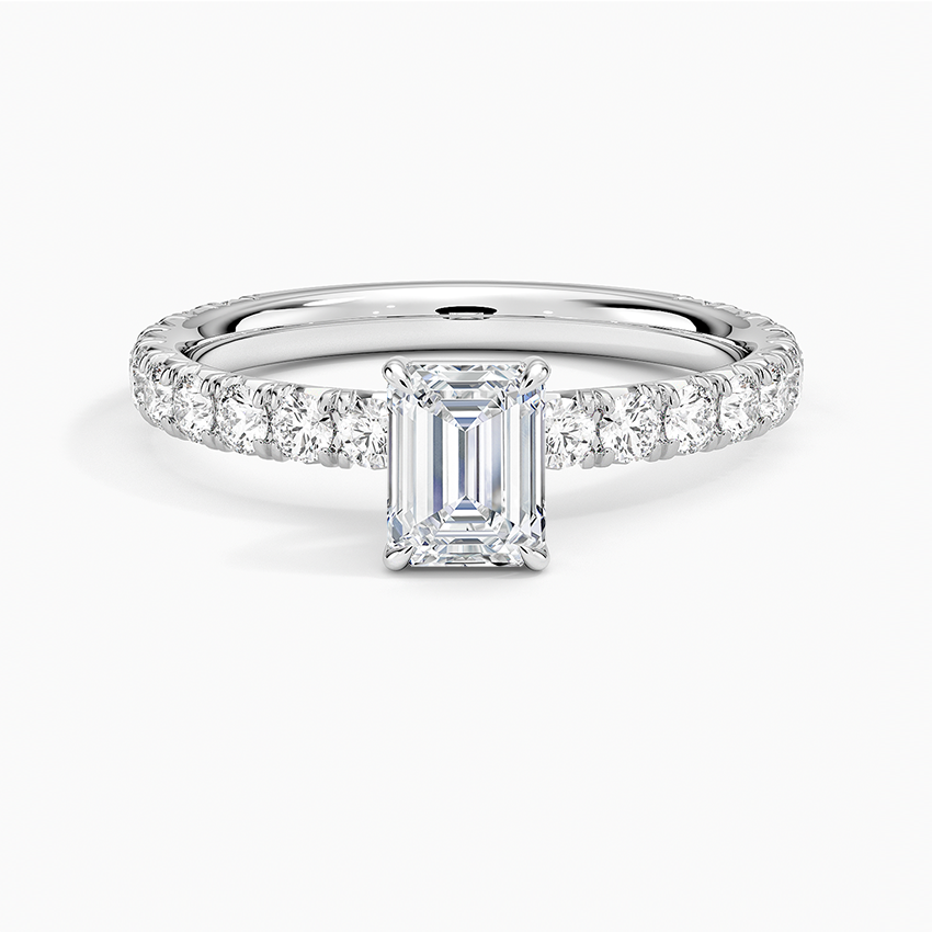 Luxe French Pavé Perfect Fit Diamond Ring (1/2 ct. tw.) Platinum Emerald Engagement Ring