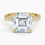 Luxe French Pavé Perfect Fit Diamond Ring (1/2 ct. tw.) Yellow Gold 18k Asscher Engagement Ring
