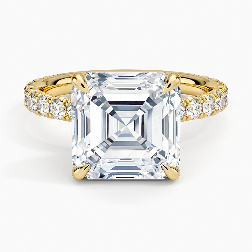 Luxe French Pavé Perfect Fit Diamond Ring (1/2 ct. tw.) Yellow Gold 18k Asscher Engagement Ring