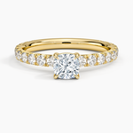 Luxe French Pavé Perfect Fit Diamond Ring (1/2 ct. tw.) Yellow Gold 18k Cushion Engagement Ring