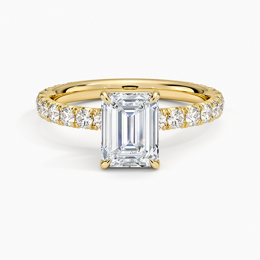 Luxe French Pavé Perfect Fit Diamond Ring (1/2 ct. tw.) Yellow Gold 18k Emerald Engagement Ring